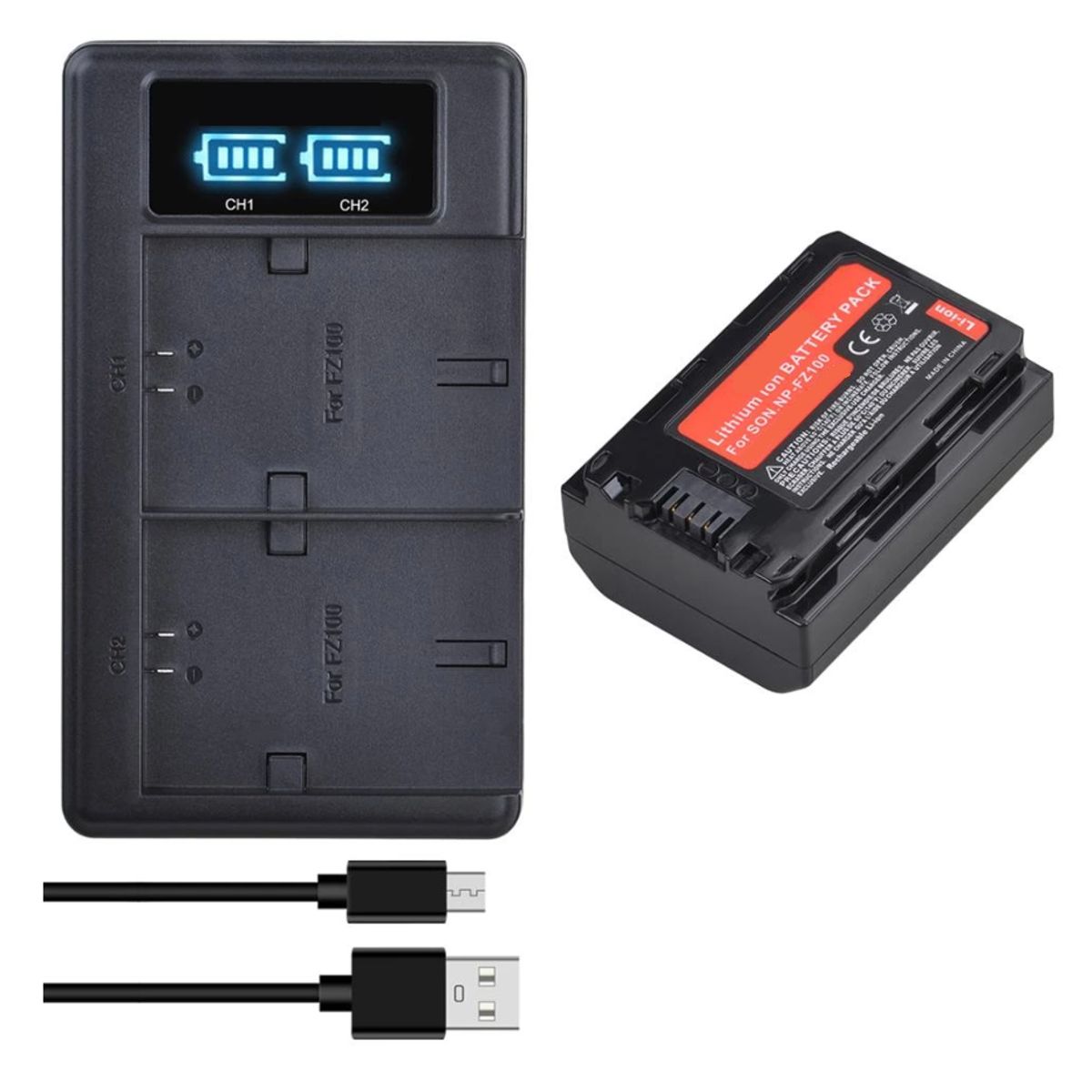 GENERICO - BATERÍA NP-FZ100 + CARGADOR DOBLE BC-QZ1 ALTERNATIVO SONY