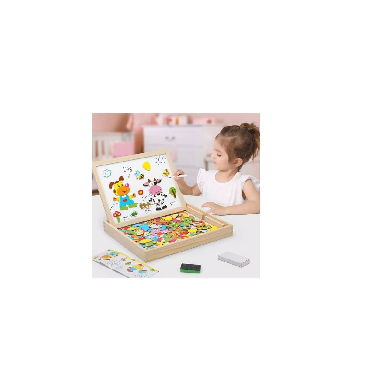 GENERICO - Pizarra Magnetica Doble Para Niños De Madera