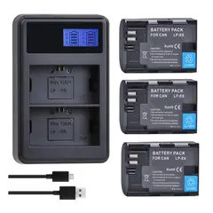 GENERICO - 3 BATERÍAS LP-E6 + CARGADOR DOBLE LC-E6 ALTERNATIVO CANON