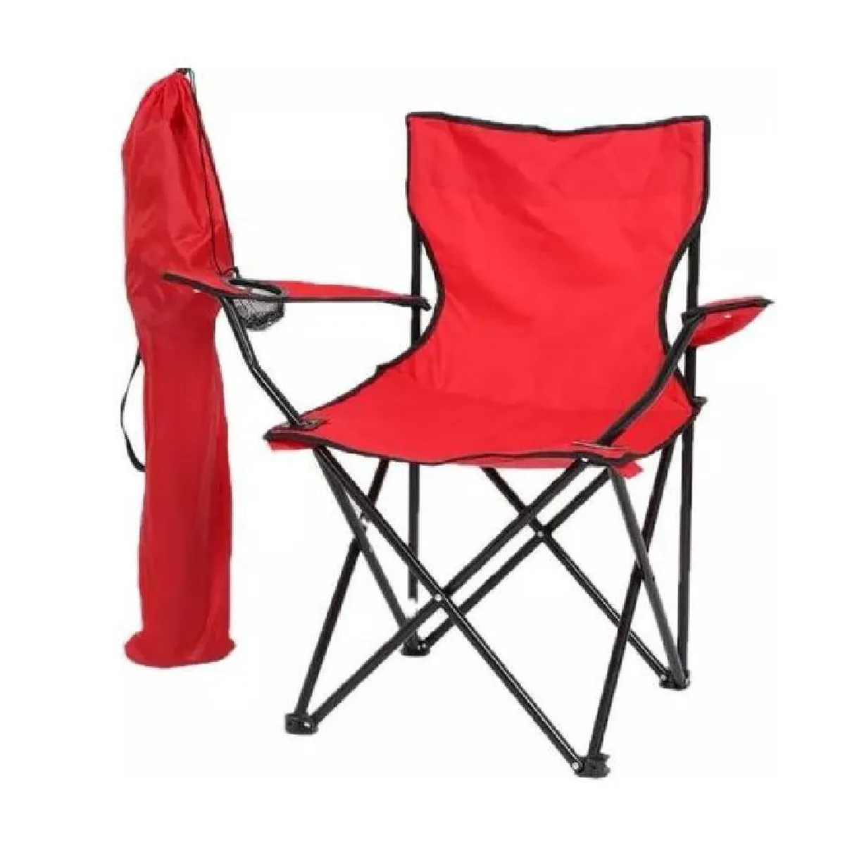 GENERICO - Silla plegable playa exterior campo camping portátil roja