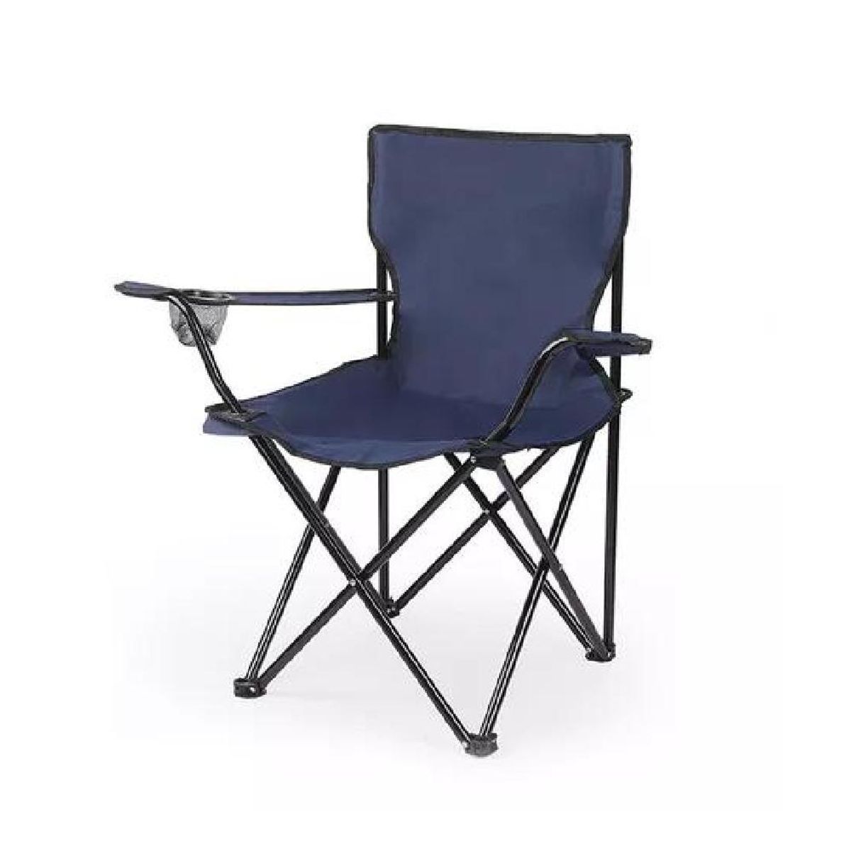 GENERICO - Silla plegable de playa camping con bolso de porta vasos azul