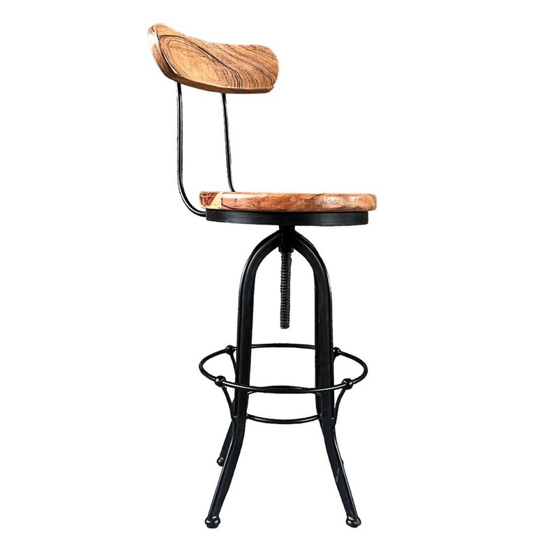 MUEBLES EL HERRERO - Taburete giratorio madera Acacia natural barritas en respaldo