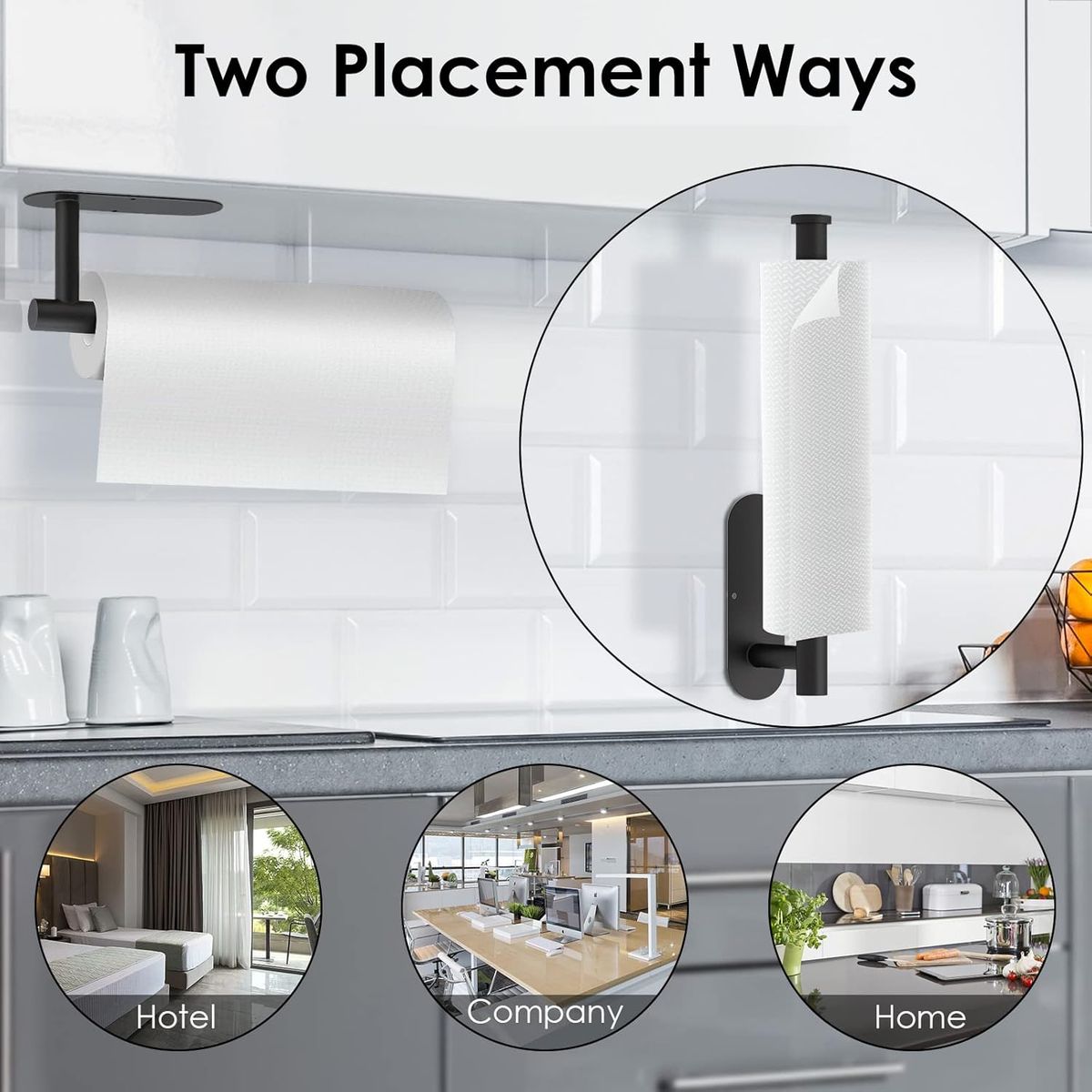 KUANGYE - Porta Confort Papel Higiénico Acero Inoxidable Negro Mate