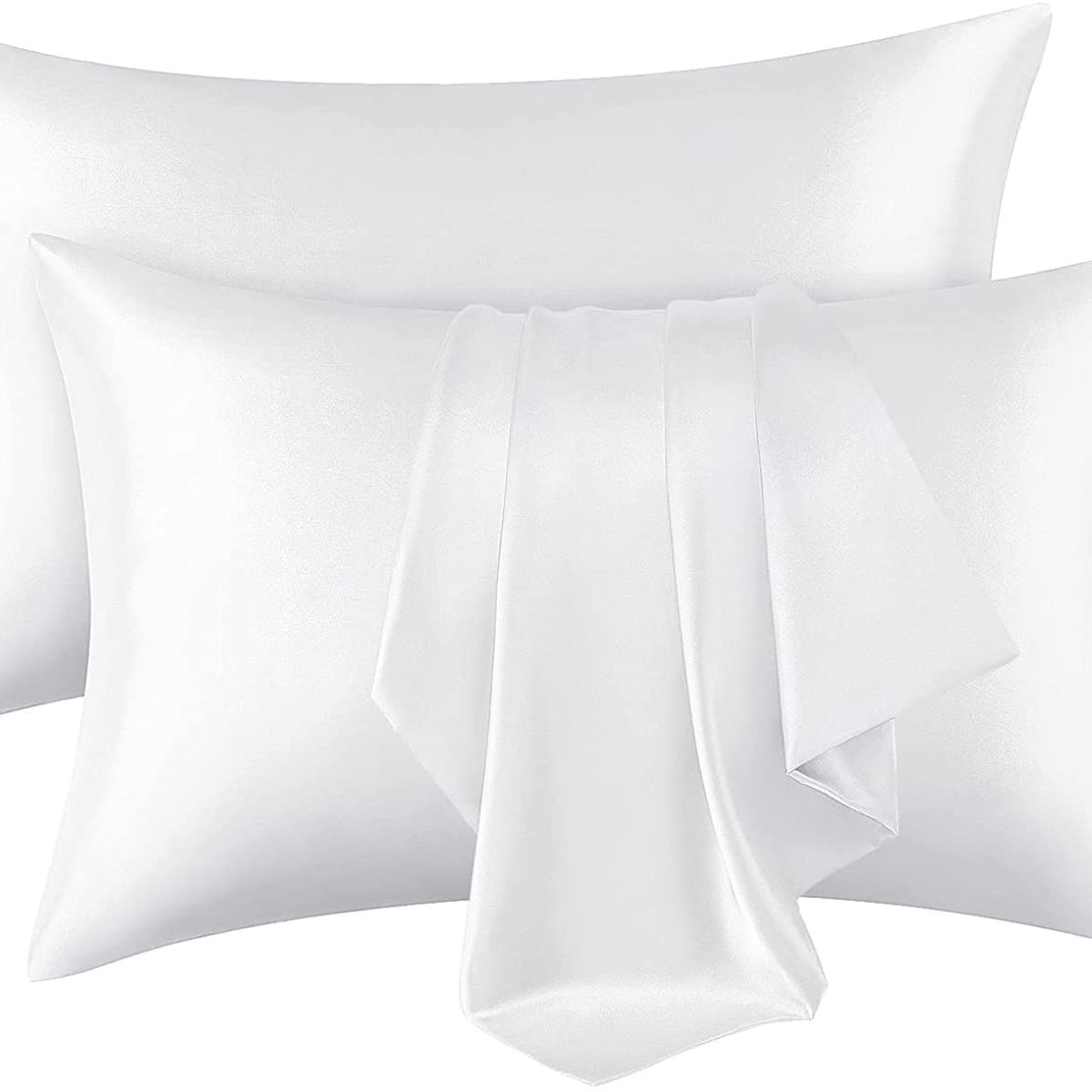 KUANGYE - Funda Blanca Almohada 600 Hilos Seda Satén 100% / Full