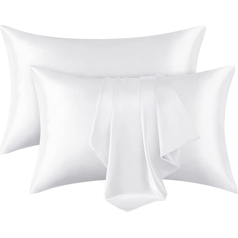 KUANGYE - Funda Blanca Almohada 600 Hilos Seda Satén 100% / Full.