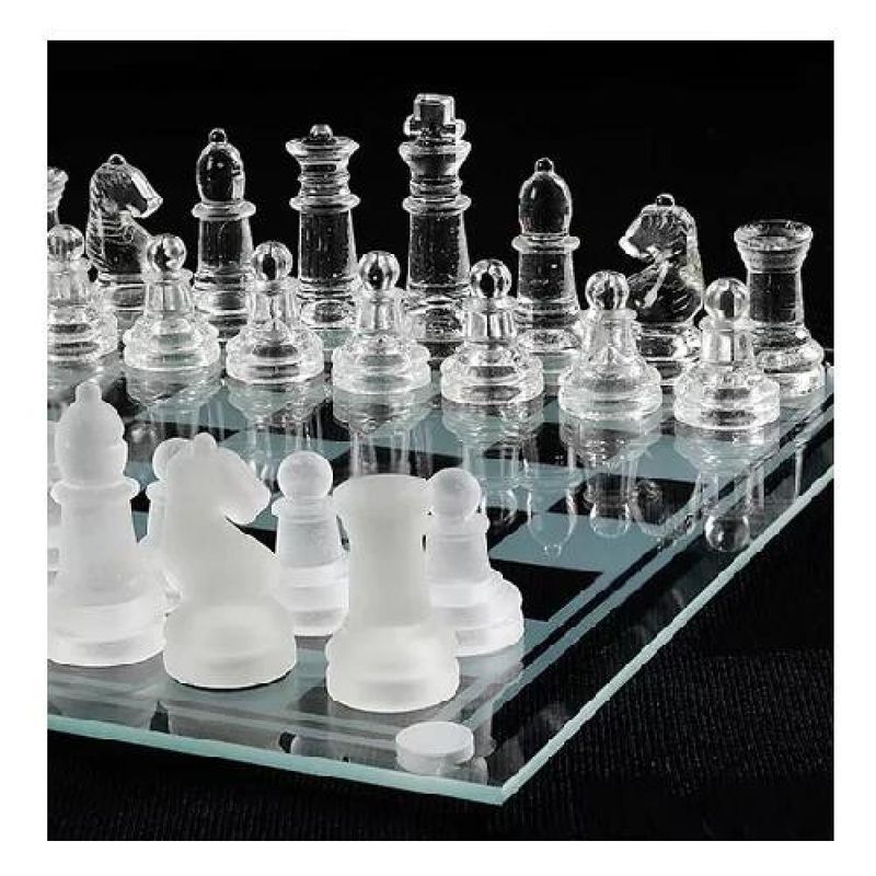 GENERICO - Ajedrez de cristal calidad 26x26 cm juego de mesa lujo