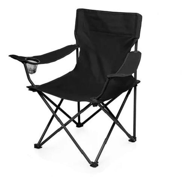 GENERICO - Silla plegable de camping con porta vaso y bolsa negra