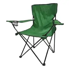 GENERICO - Silla plegable de camping con porta vaso y bolsa verde