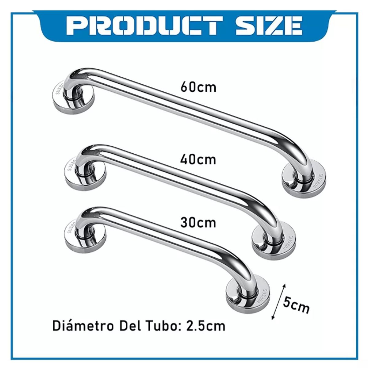 KUANGYE - Pack De 3 Manillas (barra) Seguridad Baño Ducha Pasa Manos