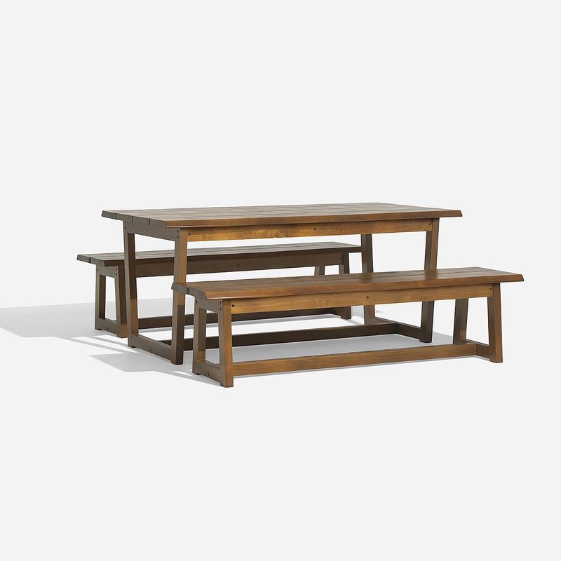 ROSEN - Juego Comedor de Terraza Myrtos 2 Banquetas Curva Café