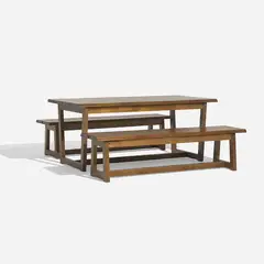 ROSEN - Juego Comedor de Terraza Myrtos 2 Banquetas Curva Café