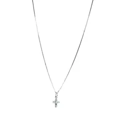 ANDREA COGGIOLA JOYAS - Collar Cruz Mini Cadena Veneciana Plata Fina 925