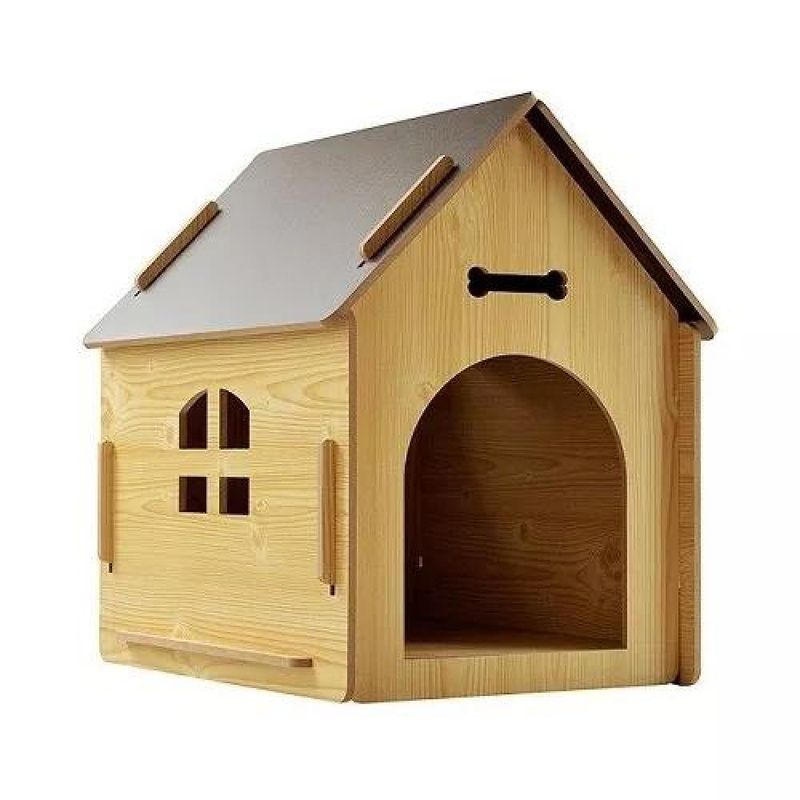 GENERICO - Casita de madera para perro mascota 51x37x52 cm - M café