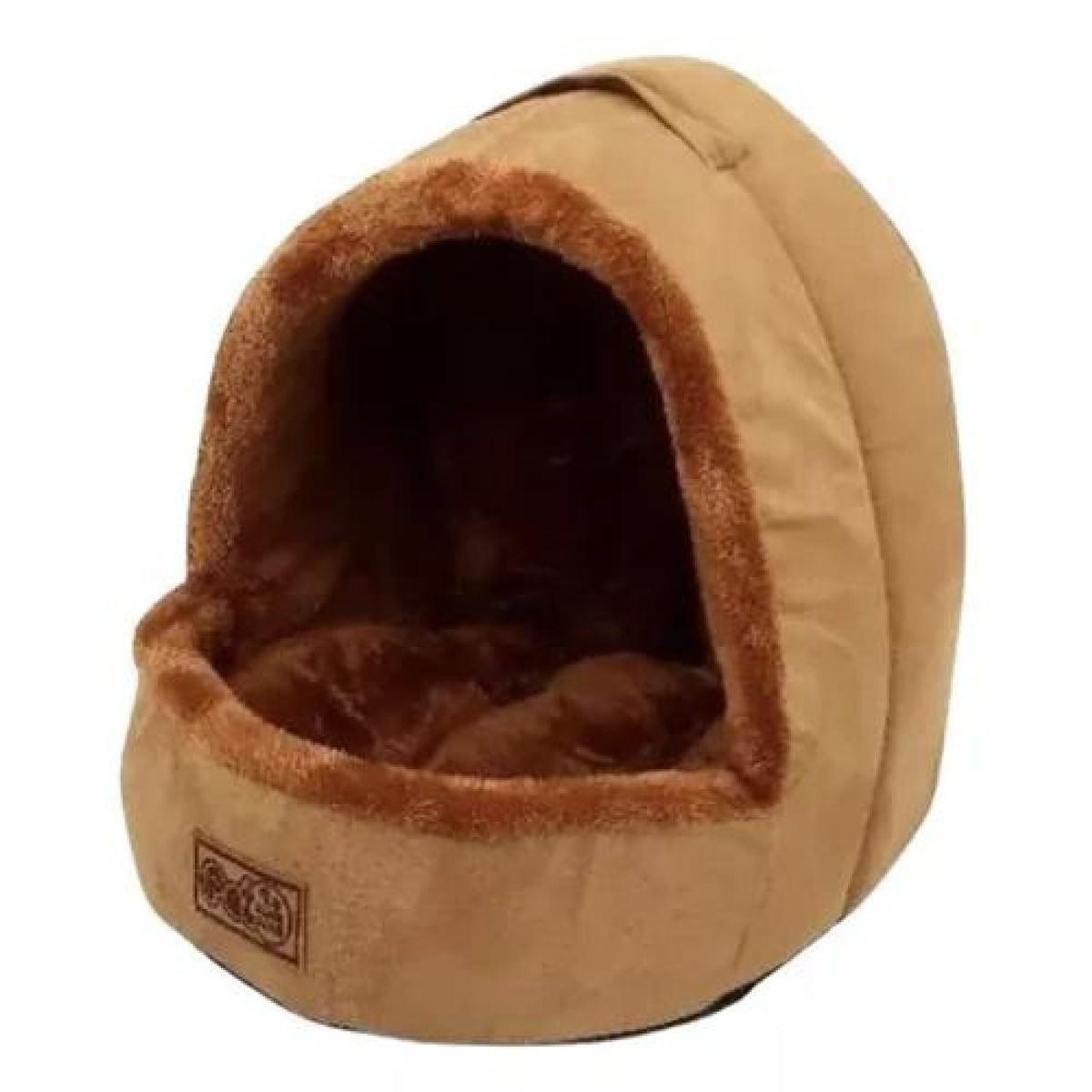 GENERICO - Cama para mascotas iglú felpa suave L café