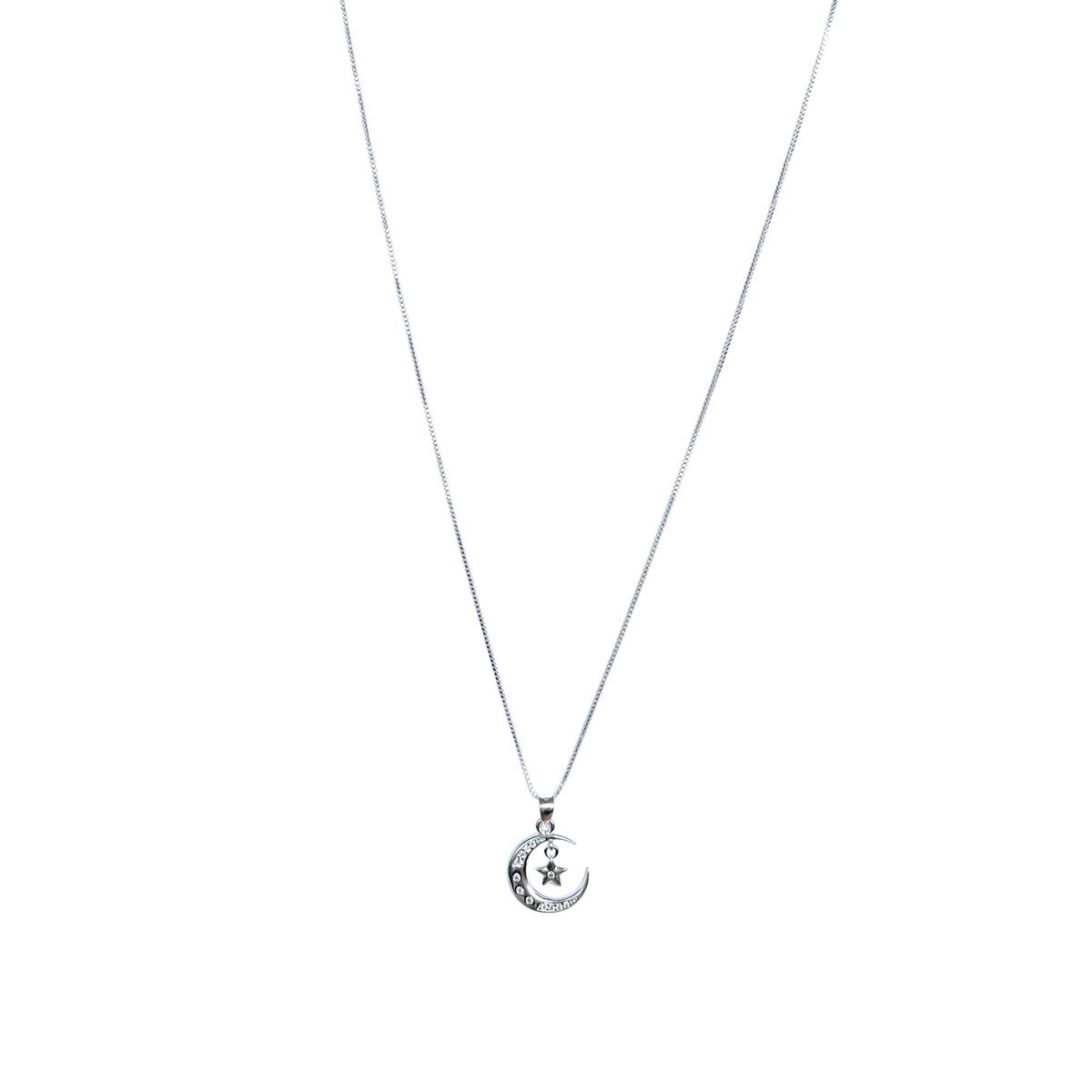 COGGIOLA - Collar Luna Estrella Circón Blanco Plata Fina 925