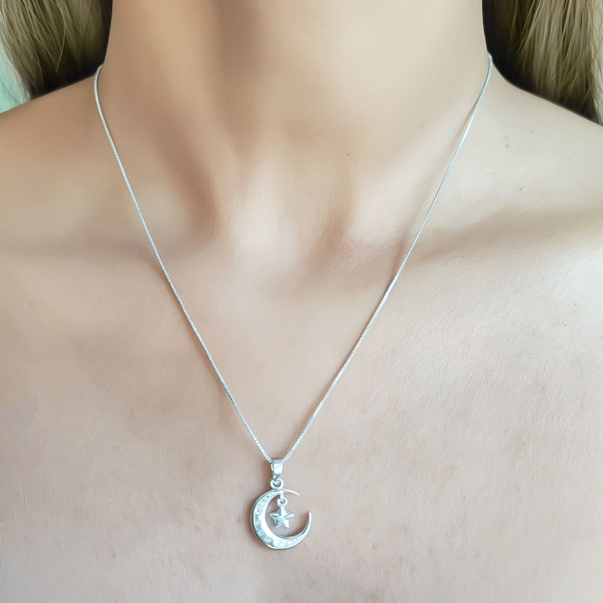 COGGIOLA - Collar Luna Estrella Circón Blanco Plata Fina 925