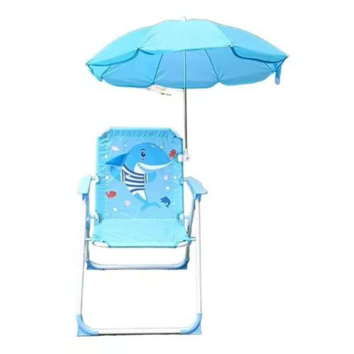 GENERICO - Silla plegable para camping animales niños con sombrilla azul