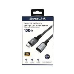 BESTLINK - Cable Extension USB Tipo C a C Macho Hembra 100W 20Gb 4K 18mt