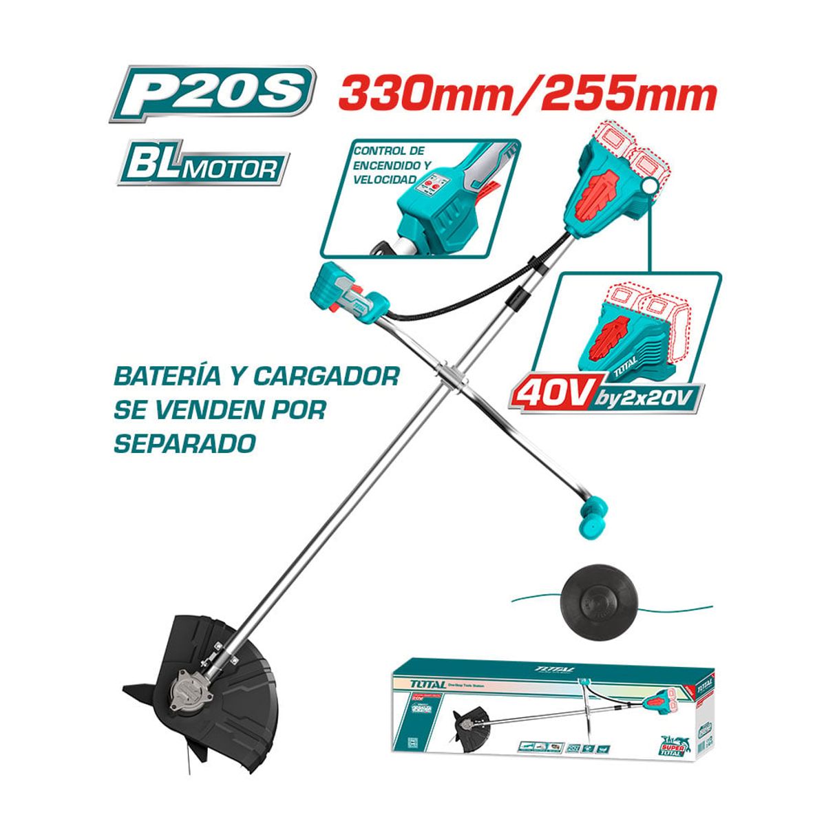 TOTAL TOOLS - Desbrozadora Inalámbrica Brushless 40V 225mm Total