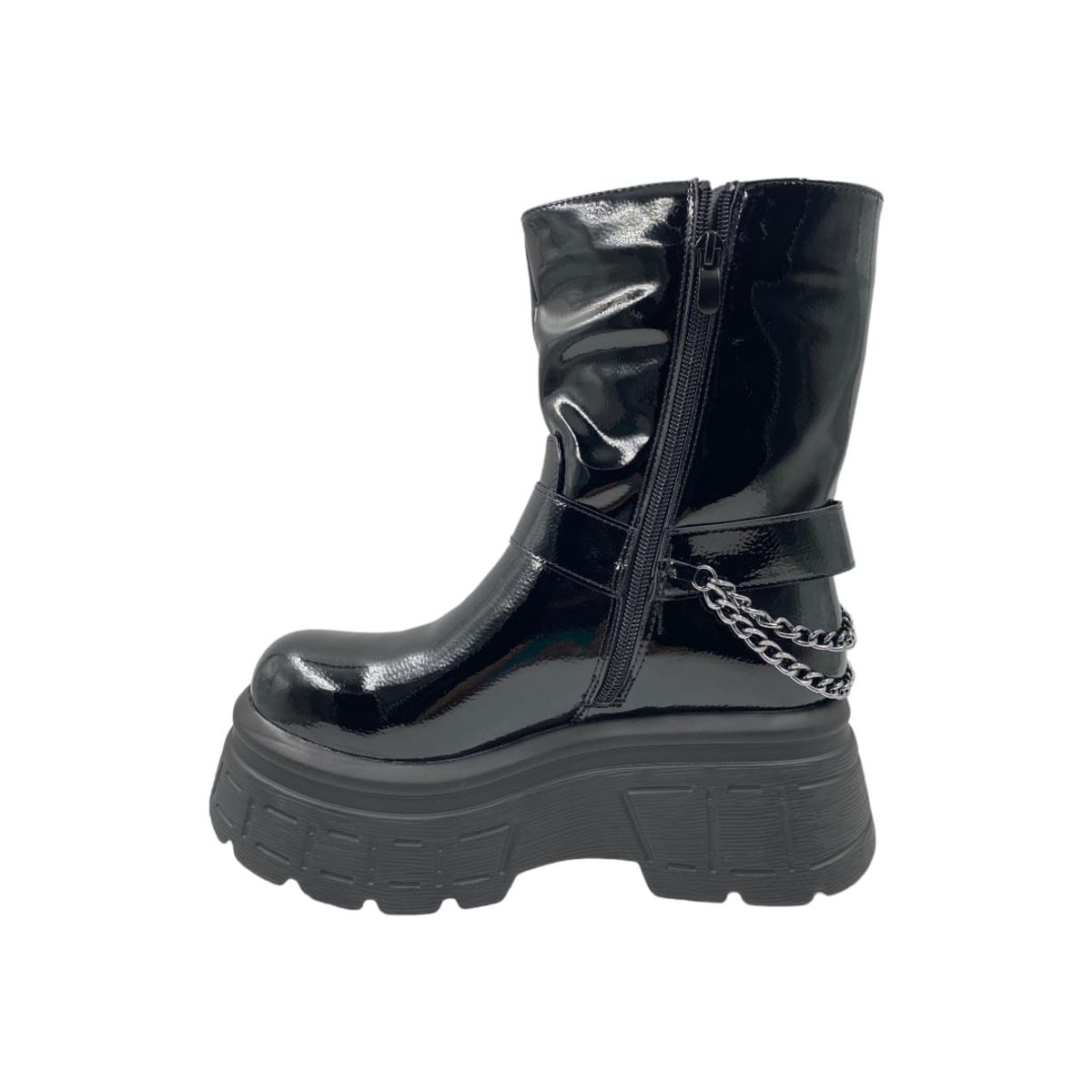 PAND G - Botín Negro Charol Plataforma Mujer