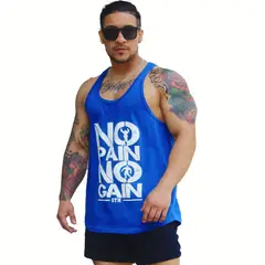 ADEMAN - Polera Musculosa tirante Nopain Nogain azulino