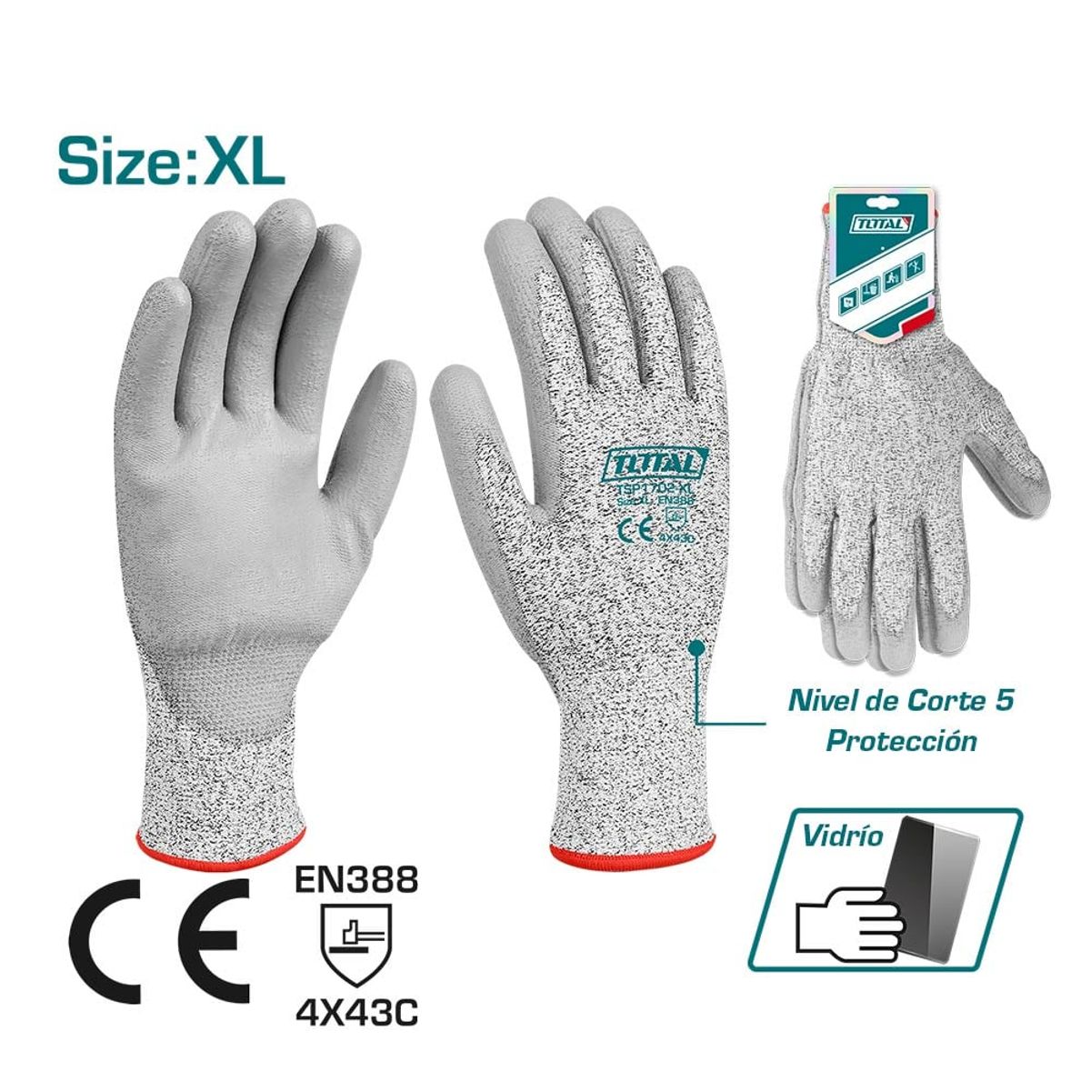TOTAL TOOLS - Guantes Anticorte XL Total