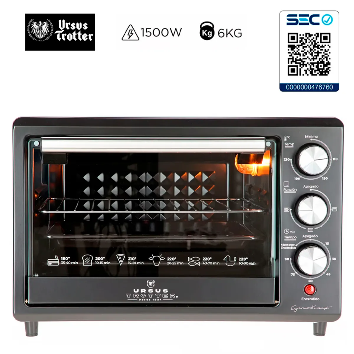 URSUS TROTTER - Horno Eléctrico 25lt 3 niveles Ursus Trotter 1500w certificado SEC