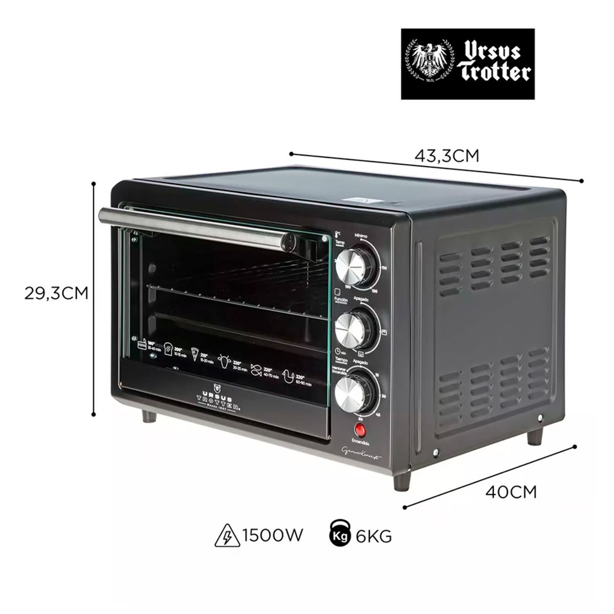 URSUS TROTTER - Horno Eléctrico 25lt 3 niveles Ursus Trotter 1500w certificado SEC