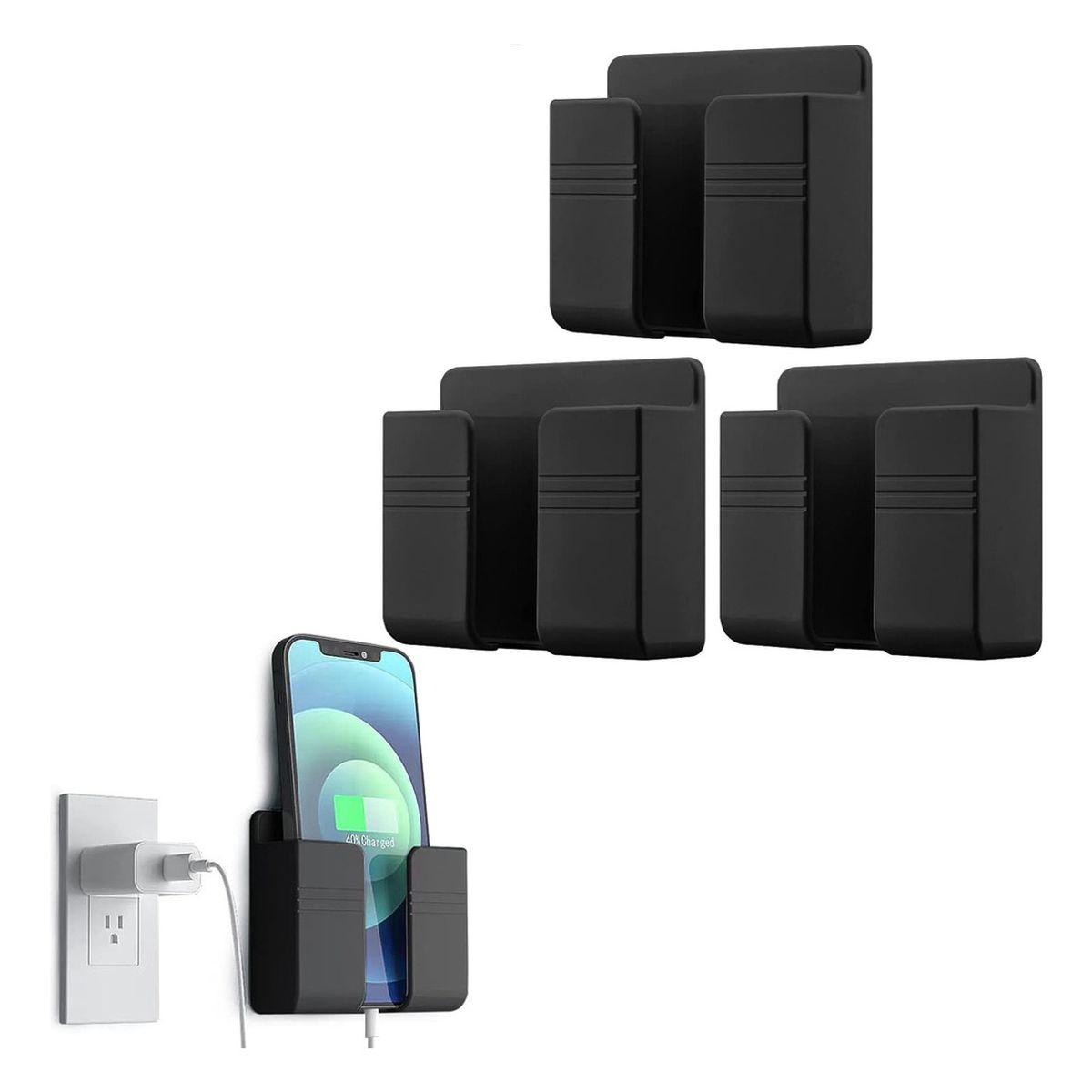 GENERICO - 3 Piezas Soporte Telefono Pared Adecuado Para Dormitorio