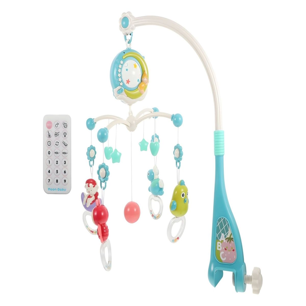 GENERICO - MOVIL MUSICAL Azul cuna bebé con Control y Luz