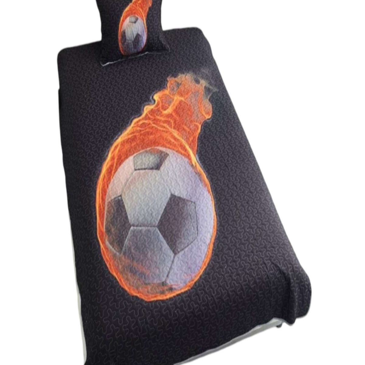 GENERICO - CUBRECAMA DE VERANO PLAZAY MEDIA CON DISEÑO DE FUTBOL.