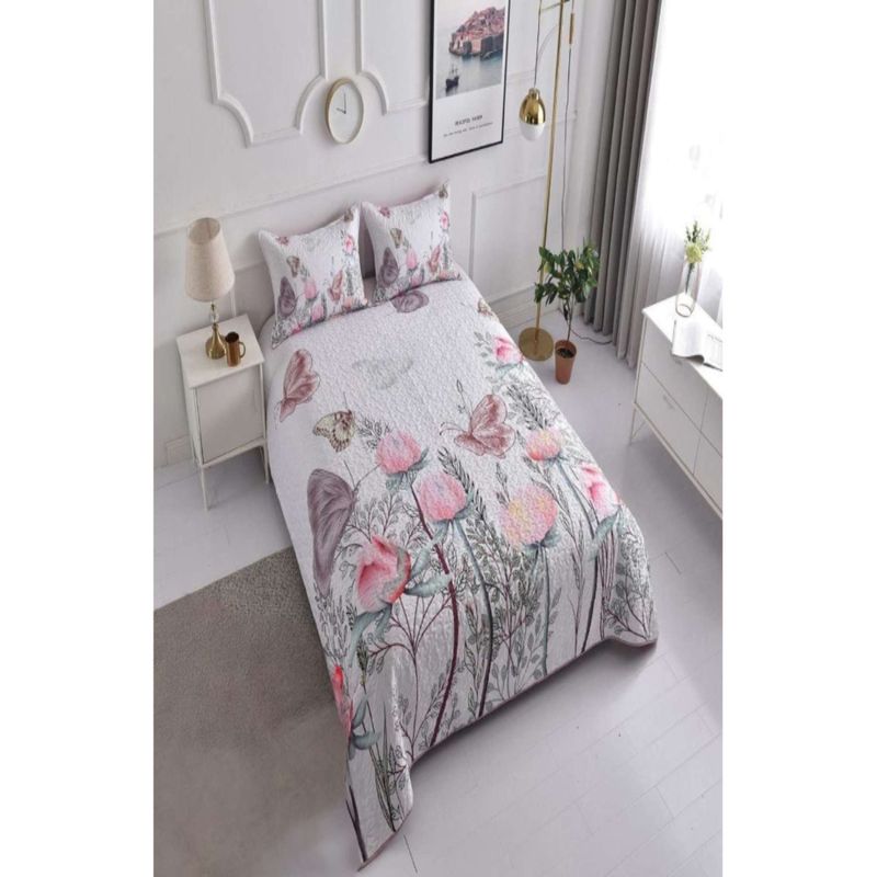 GENERICO - cubrecama 2 plazas de mariposa quilt