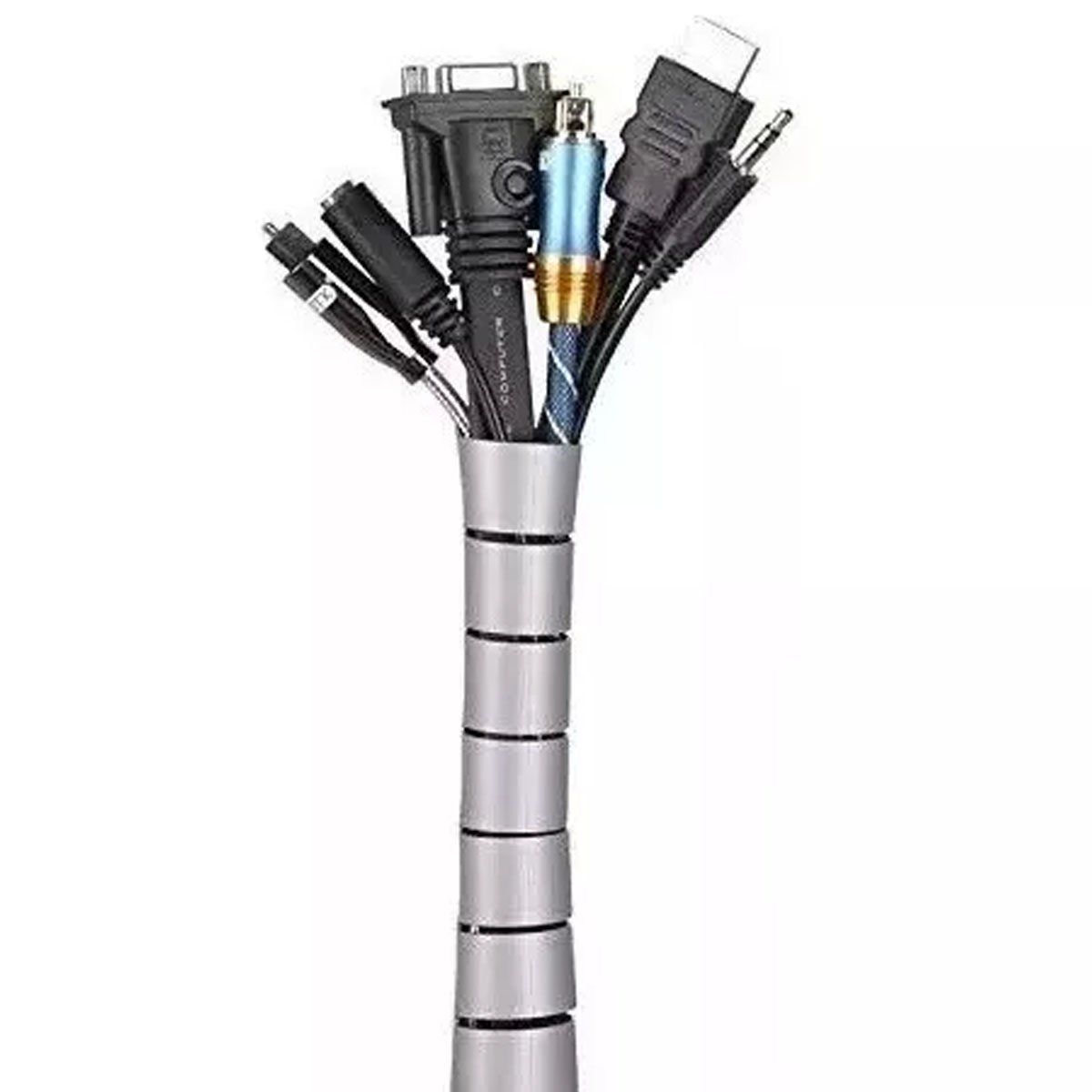 GENERICO - FUNDA PARA CABLE 2 METROS, ANCHO 20MM., GRIS.