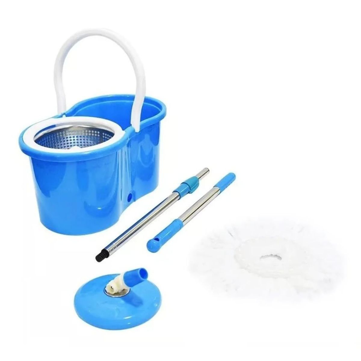 GENERICO - Mopa Trapeador 360° Centrifuga Balde Canasto Giratorio Azul