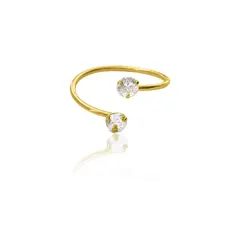 ANDREA COGGIOLA JOYAS - Anillo 2 Circones 4mm Cruzado Enchapado Oro 18K