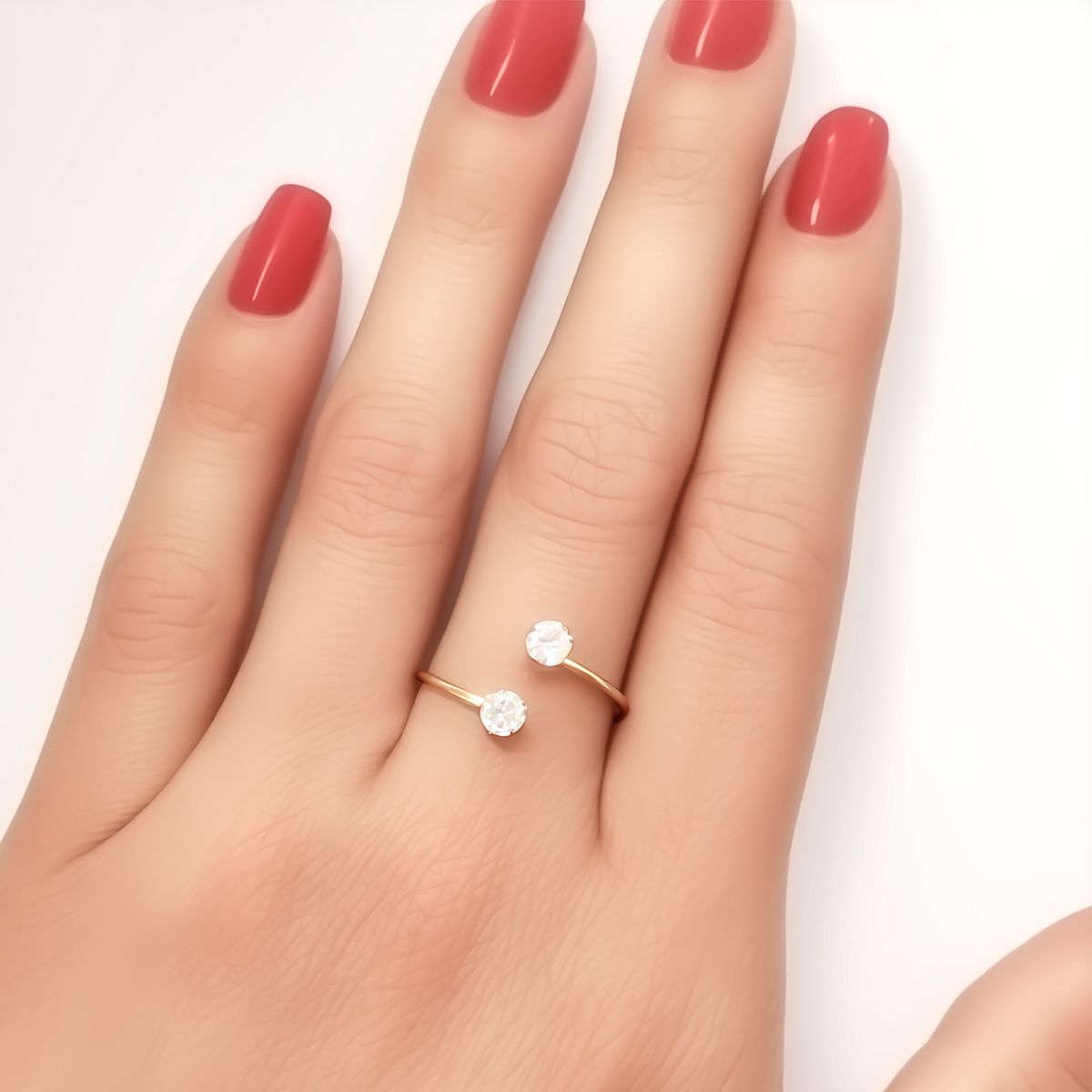 COGGIOLA - Anillo 2 Circones 4mm Cruzado Enchapado Oro 18K