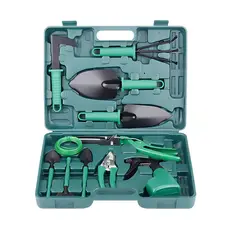 GENERICO - Kit Herramientas Jardinería Acero Rastrillo Tijera Podar