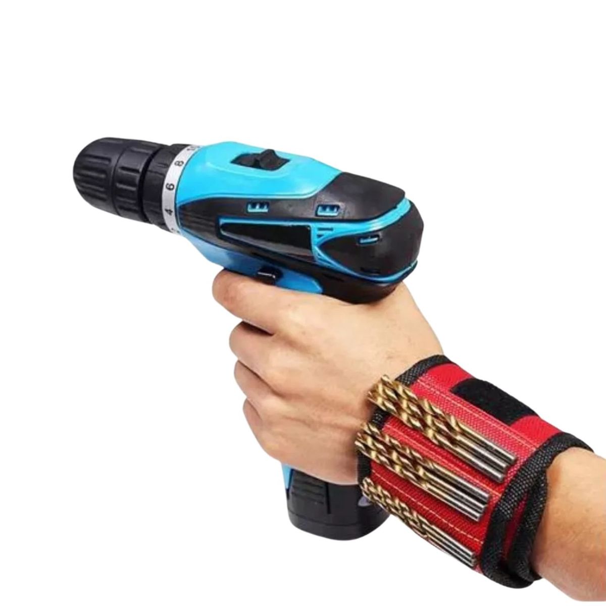 GENERICO - Pulsera Muñequera Magnética Sujeta Herramientas Tornillos.