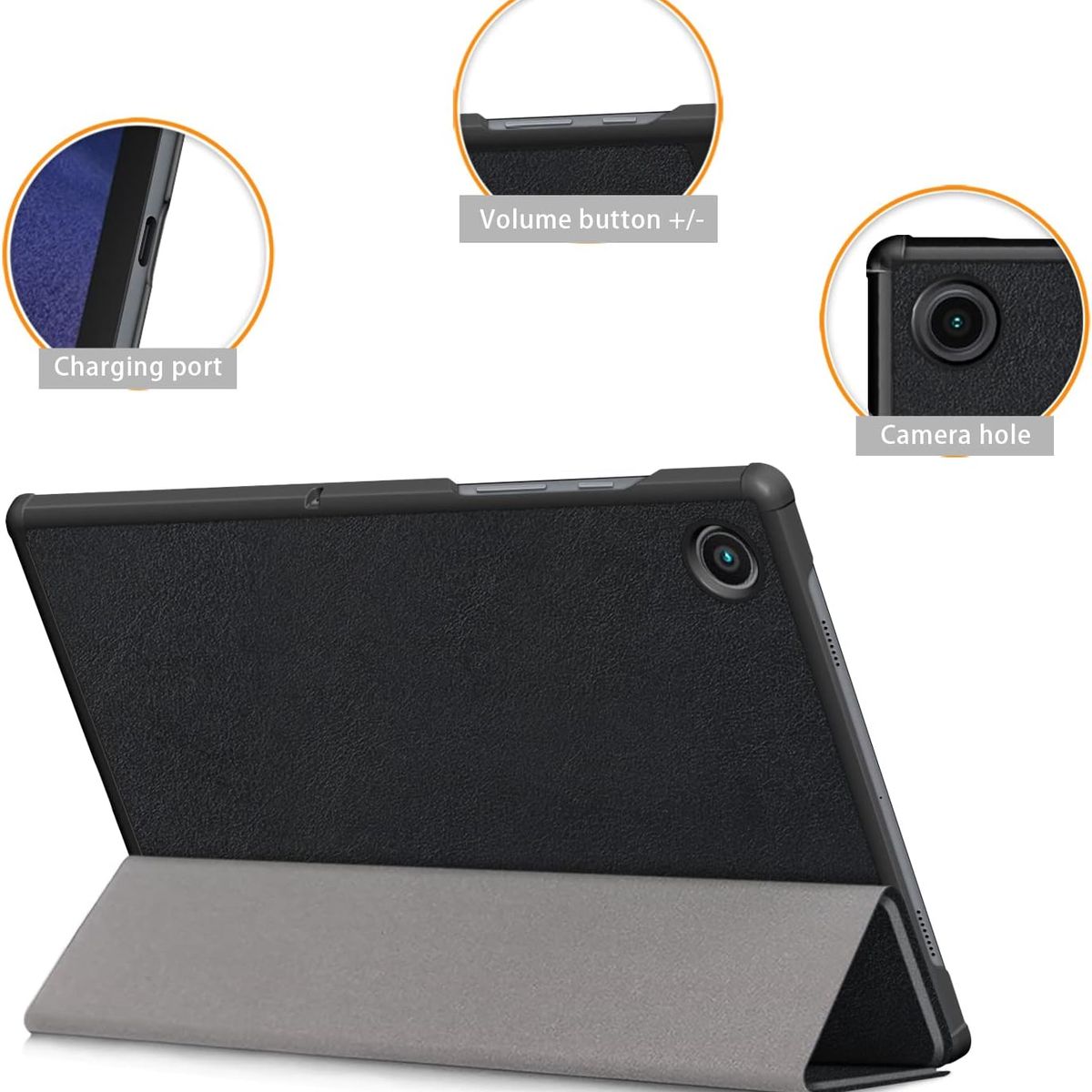 GENERICO - Funda Inteligente compatible con Samsung Galaxy Tab A8 SM-X200 Negro