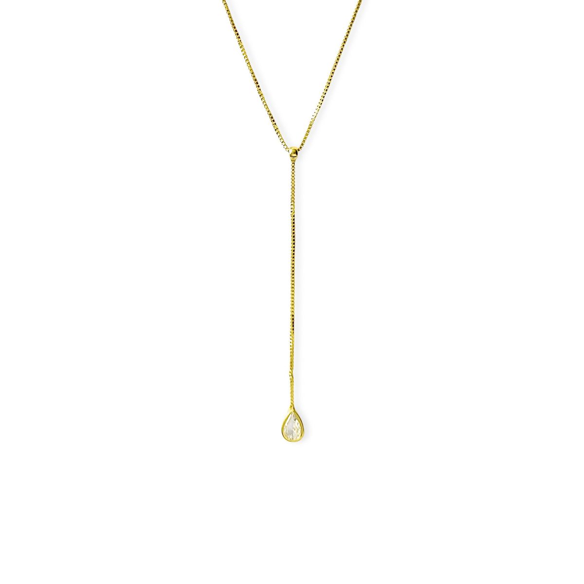 COGGIOLA - Collar Corbatero Gota Circón Enchapado Oro 18K