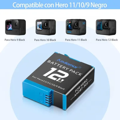 Imagen 2 del producto 3x Baterías Y Cargador Kit Para Gopro Hero 12 11 10 9