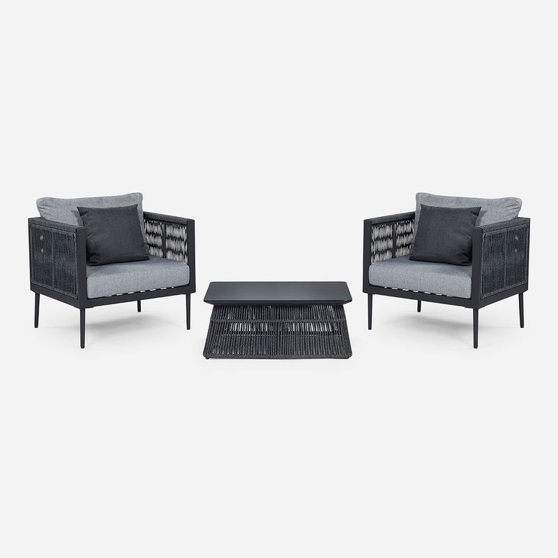 ROSEN - Set de Living Terraza Romazzino 3 Piezas Grafito