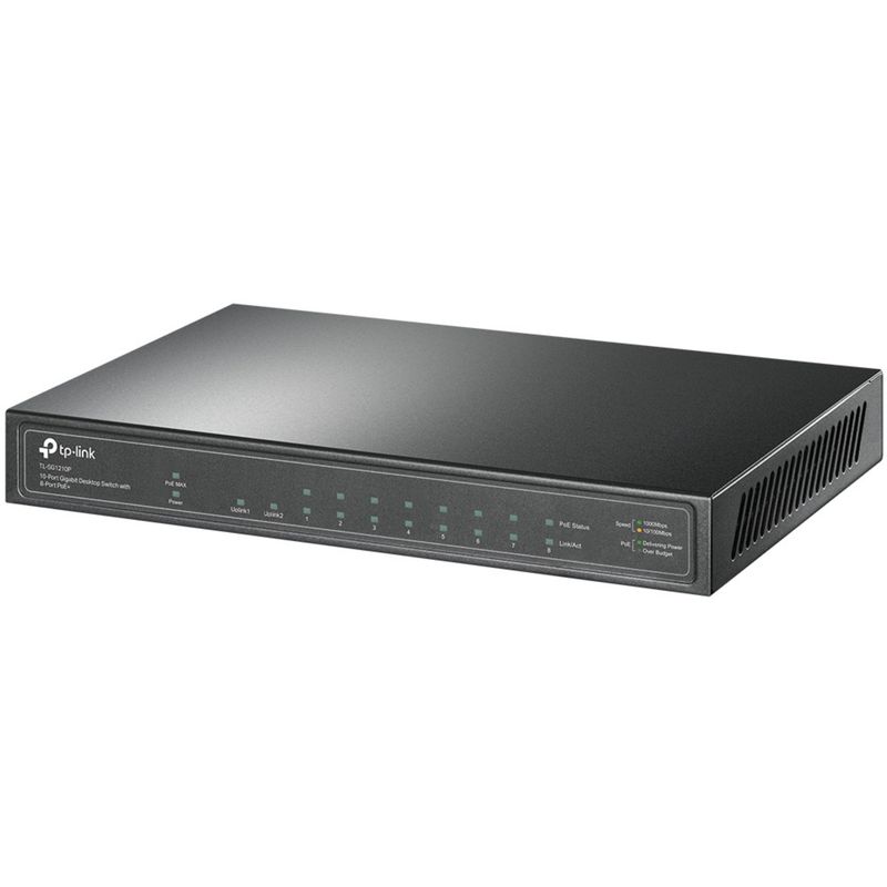 TP LINK - Switch 10 Puertos Gigabit y 8 Puertos PoE+ TL-SG1210P