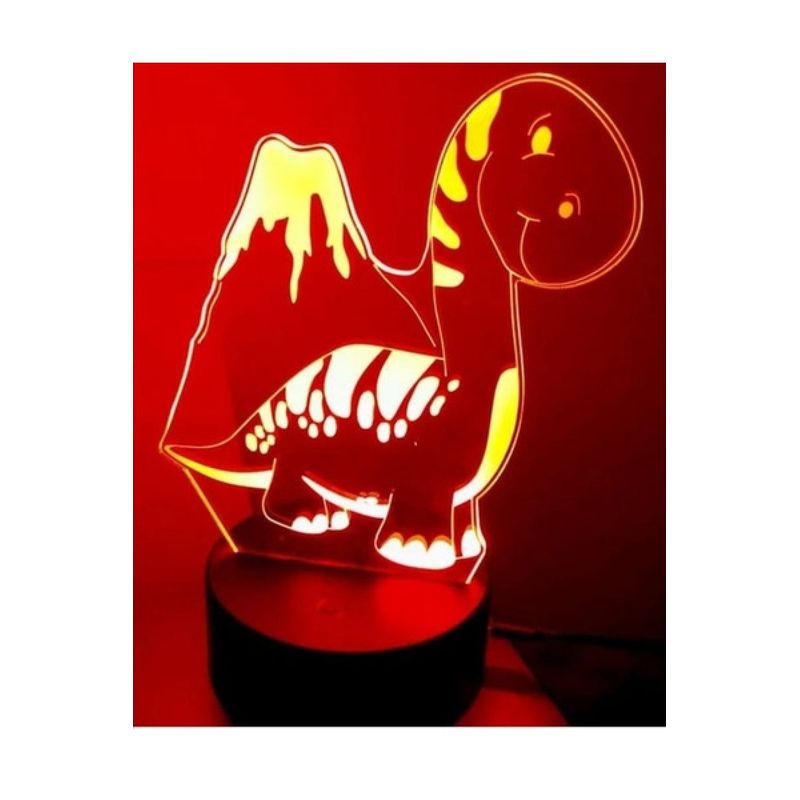 GENERICO - Lampara ilusión 3D dino volcan De 7 Colores