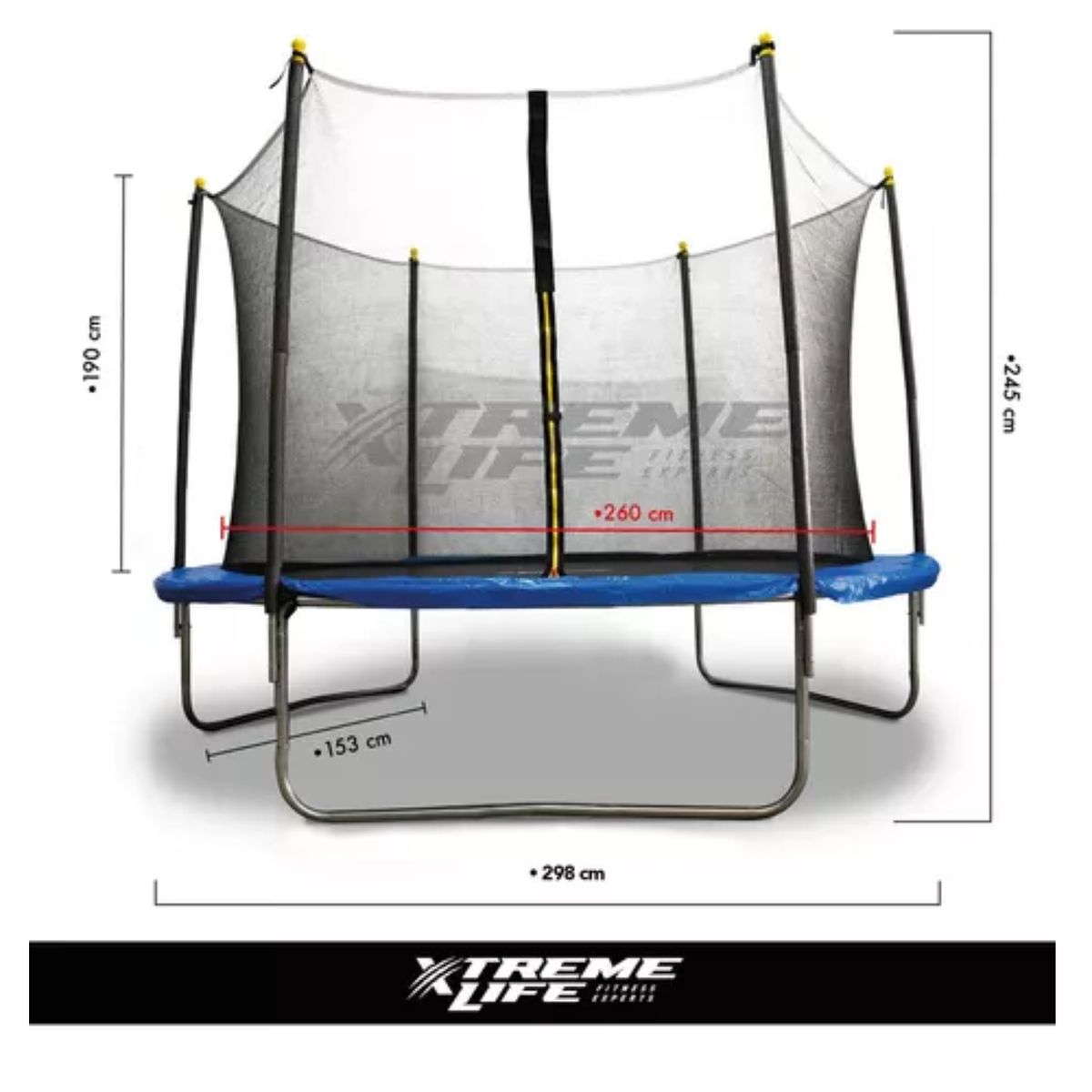 LUMAX - Cama Elastica 3 Metros Lona Negra Con Malla