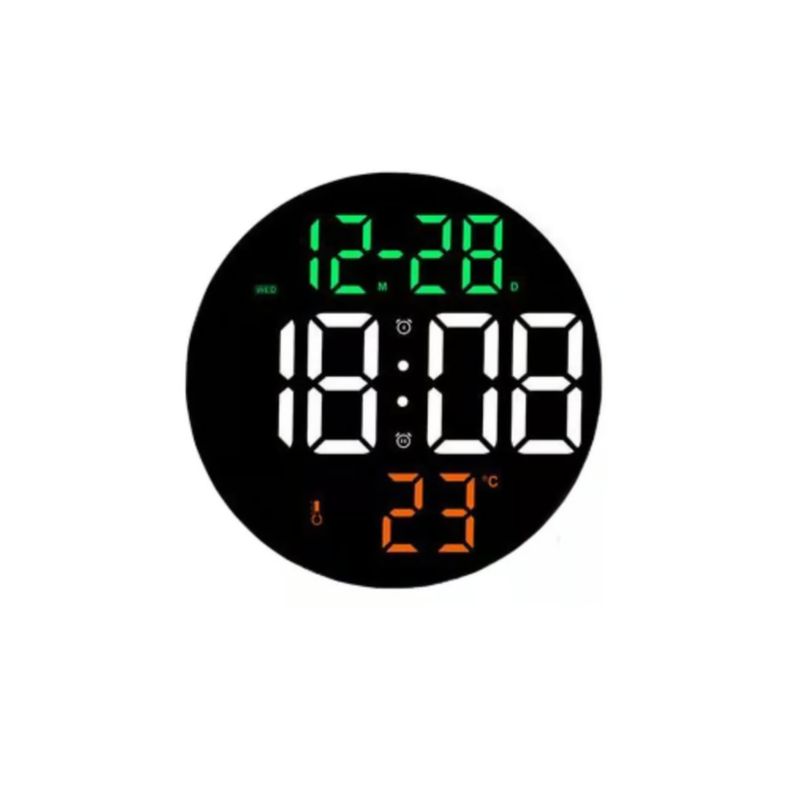 GENERICO - Reloj De Pared Digital Redondo Led Grande Control Remoto 9p