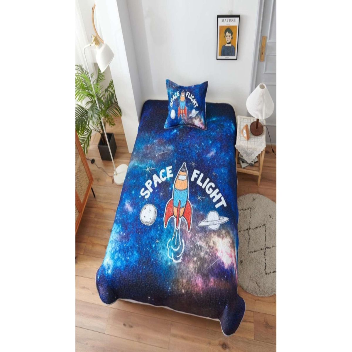 GENERICO - CUBRECAMA DE VERANO PLAZA Y MEDIA CON DISEÑO ESPACIAL.