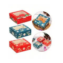 GENERICO - Cajas de regalo de papel diseño de árbol de Navidad y alce