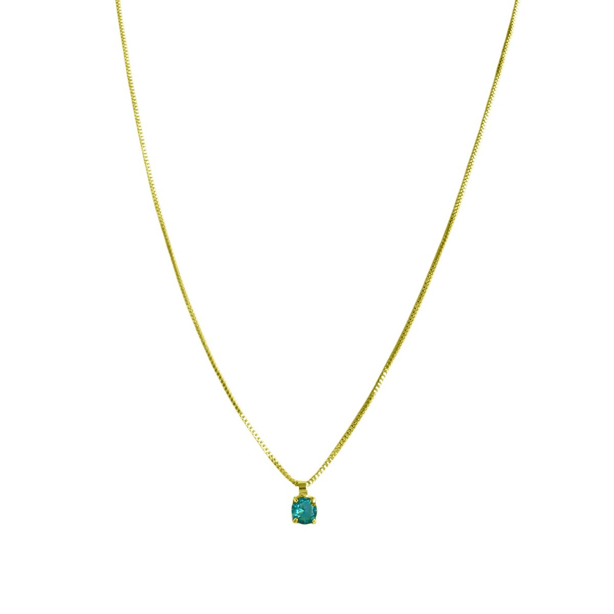COGGIOLA - Collar Punto De Luz Cuadrado Celeste 4mm Enchapado Oro 18K