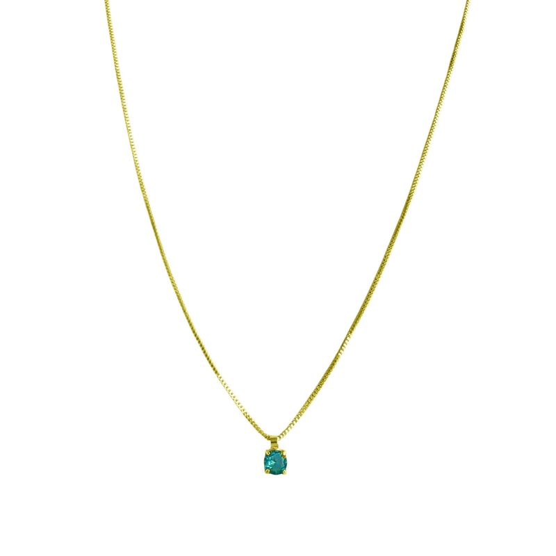 ANDREA COGGIOLA JOYAS - Collar Punto De Luz Cuadrado Celeste 4mm Enchapado Oro 18K